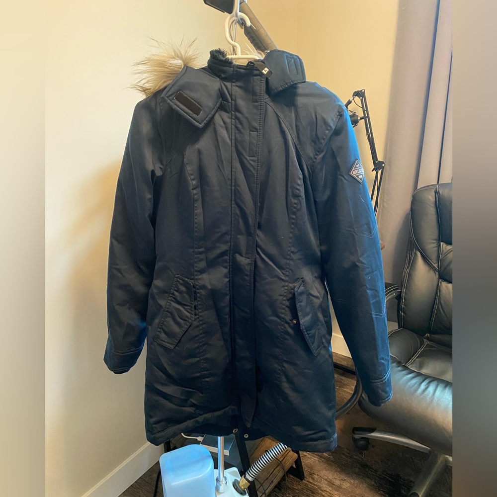 XS navy hollister winter jacket